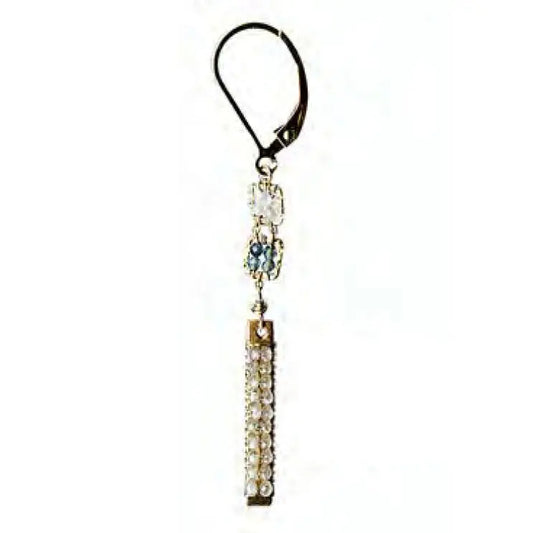 Michelle Pressler Jewelry Earrings 5143 with Sapphire and White Zircon Artistic Artisan Crafted Jewelry