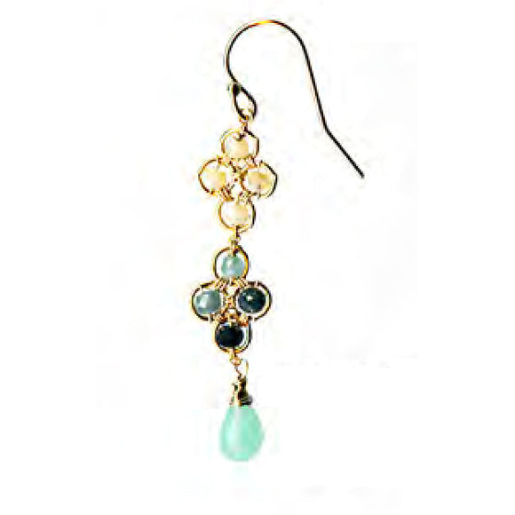 Michelle Pressler Earrings 5273 with Chrysophase Opal and Grandidierite Artistic Artisan Designer Jewelry