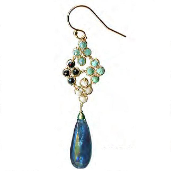 Michelle Pressler Jewelry Blue Kyanite Turquoise Earrings 4717A Artistic Artisan Designer Jewelry