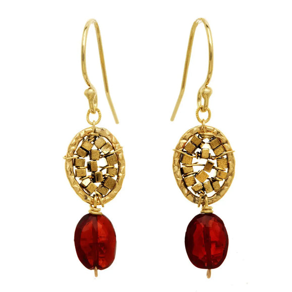 Michelle Pressler Jewelry Earrings Garnet 3092, Artistic Artisan Designer Jewelry