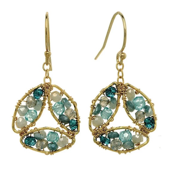 Michelle Pressler Jewelry Earrings Labradorite and Blue Tourmaline 2846, Artistic Artisan Designer Jewelry