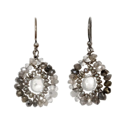 Michelle Pressler Jewelry Earrings Labradorite and Pearl 2362, Artistic Artisan Designer Jewelry