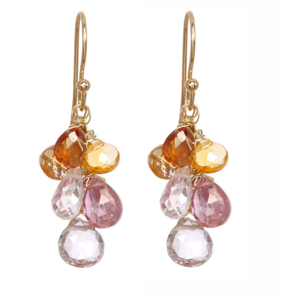 Michelle Pressler Jewelry Earrings Pink Quartz and Carnelian Clusters 2506, Artistic Artisan Designer Jewelry
