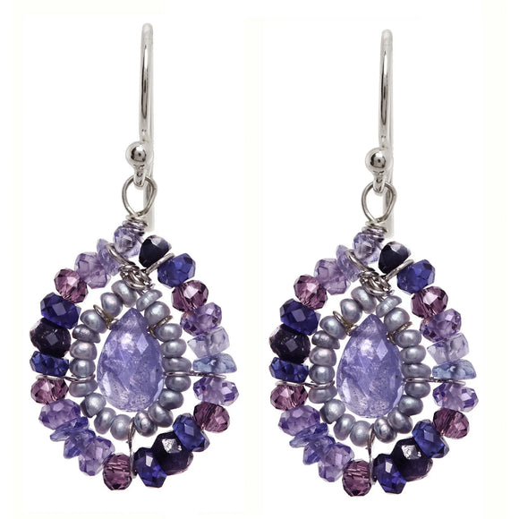 Michelle Pressler Jewelry Earrings Purple Amethyst and Pearl 2362, Artistic Artisan Designer Jewelry