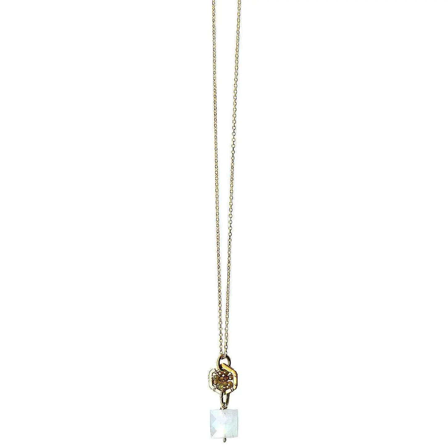 Michelle Pressler Jewelry Hexagon Necklace 4912 with Multicolored Tourmaline and Moonstone Artistic Artisan Designer Jewelry