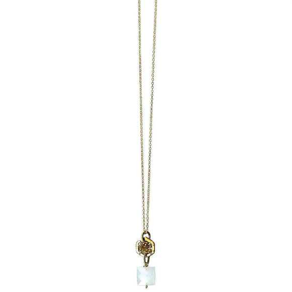Michelle Pressler Jewelry Hexagon Necklace 4912 with Multicolored Tourmaline and Moonstone Artistic Artisan Designer Jewelry