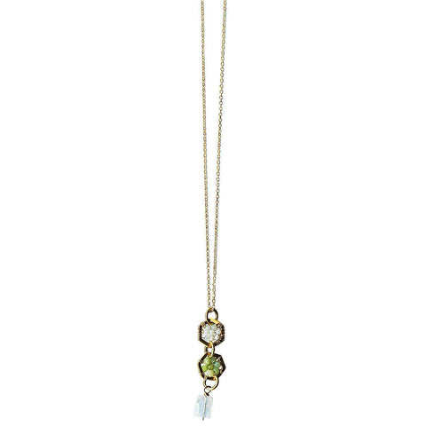 Michelle Pressler Jewelry Hexagon Necklace 4914 A with Australian Opal Lemon Chalcedony and Moonstone Artistic Artisan Designer Jewelry