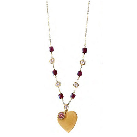 Michelle Pressler Jewelry Necklace 5020H with Garnet and Lavender Moonstone Artistic Artisan Crafted Jewelry