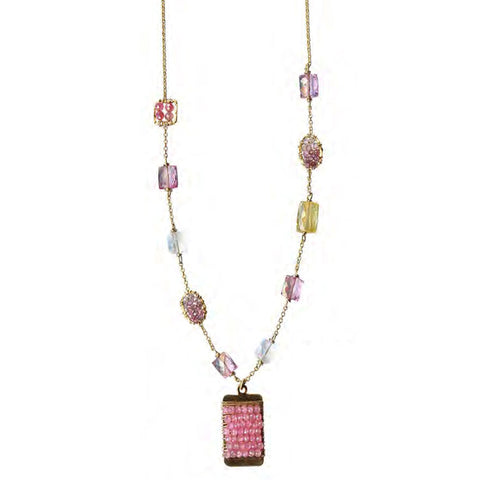 Michelle Pressler Jewelry Necklace 5020PT with Pink Topaz and Mixed Gemstones Artistic Artisan Crafted Jewelry