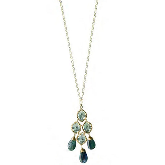 Michelle Pressler Jewelry Necklace 5063D with Sapphire Opal and Kyanite Artistic Artisan Crafted Jewelry