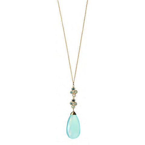 Michelle Pressler Necklace 5270 A with Chalcedony Grandidierite and Aqua Chalcedony Artistic Artisan Designer Jewelry