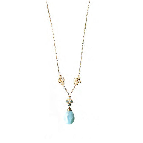 Michelle Pressler Necklace 5271 with Larimar Grandidierite and Opal Artistic Artisan Designer Jewelry