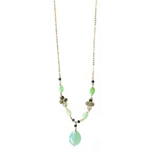 Michelle Pressler Necklace 5281 with Chrysoprase Grandidierite and Aqua Chalcedony  Artistic Artisan Designer Jewelry