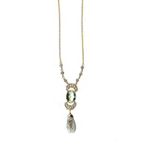 Michelle Pressler Jewelry Green Amethyst Solar Quartz Necklace 4302 Artistic Artisan Designer Jewelry