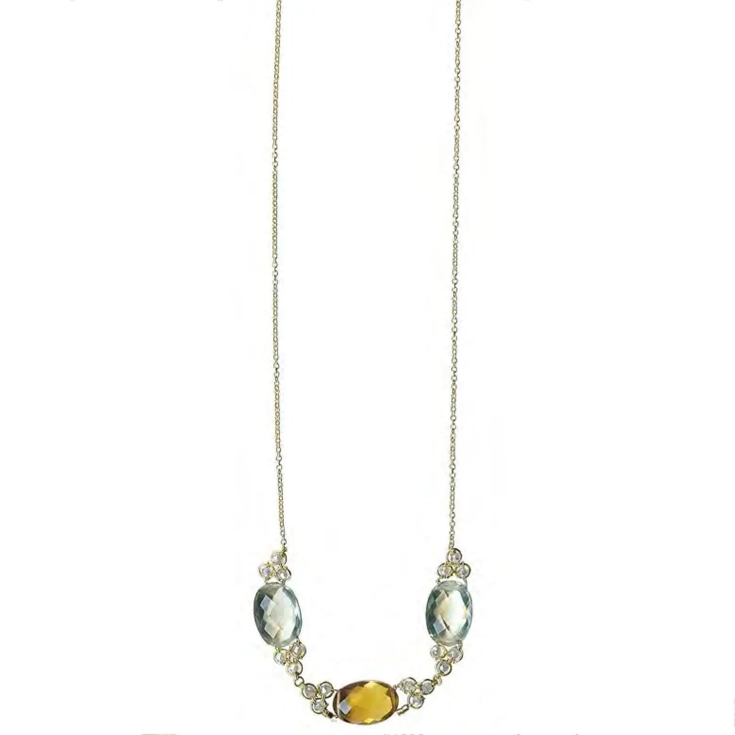 Michelle Pressler Jewelry Green Amethyst Whiskey Quartz Necklace 4803 Artistic Artisan Designer Jewelry