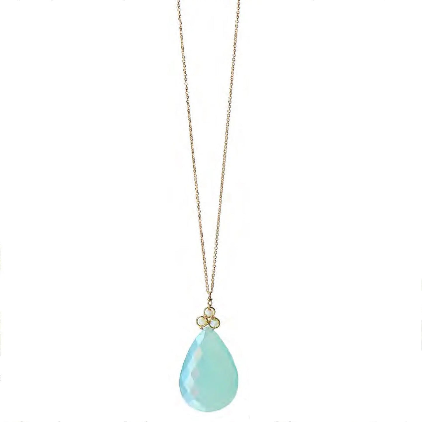 Michelle Pressler Jewelry Opal Aqua Chalcedony Necklace 4792 Artistic Artisan Designer Jewelry