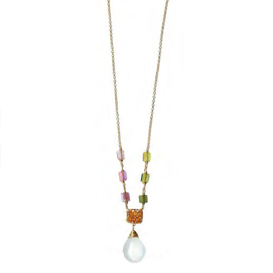 Michelle Pressler Jewelry Tourmaline White Moonstone Necklace 4708 Artistic Artisan Designer Jewelry