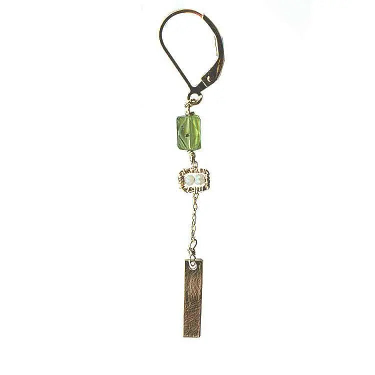 Michelle Pressler Jewelry Peridot Earrings 4676 A with Australian Opal Artistic Artisan Designer Jewelry