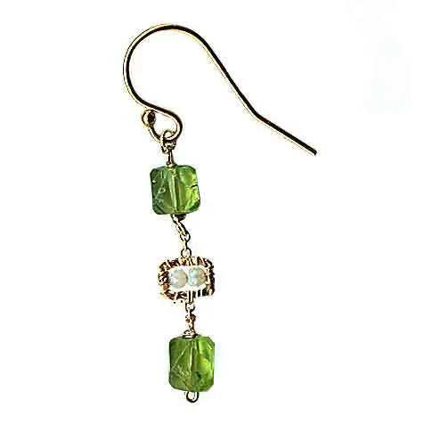 Michelle Pressler Jewelry Peridot Earrings 4680 A with Australian Opal Artistic Artisan Designer Jewelry