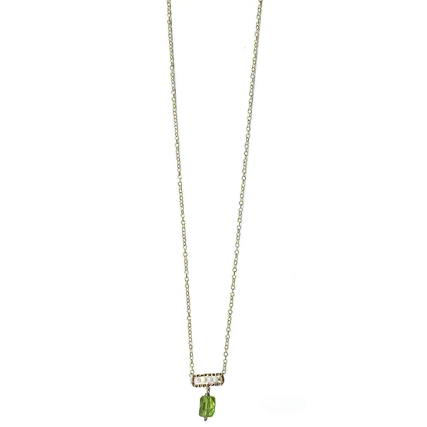 Michelle Pressler Jewelry Peridot Necklace 4640 A with Australian Opal Artistic Artisan Designer Jewelry