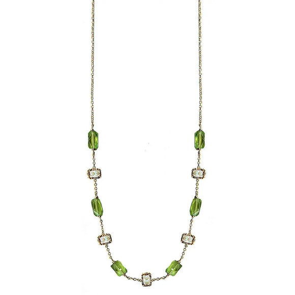 Michelle Pressler Jewelry Peridot Necklace 4673 A with Australian Opal Artistic Artisan Designer Jewelry