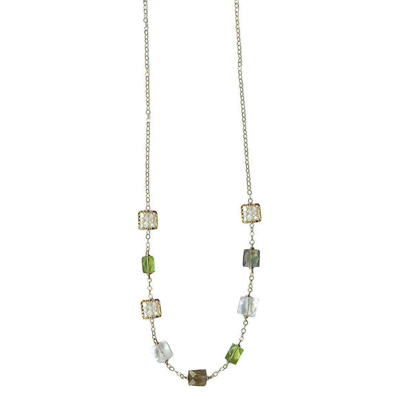 Michelle Pressler Jewelry Peridot Necklace 4701 with Australian Opal Artistic Artisan Designer Jewelry