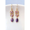 Michelle Pressler Plum Double Scallop Earrings 4617 with Pink Sapphire, Lavender Coated Moonstone, and Purple Mystic Kyanite Drops Artistic Artisan Designer Jewelry