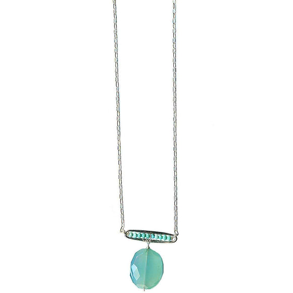 Michelle Pressler Jewelry Pods Necklace 4941 with Turquoise and Chalcedony Artistic Artisan Designer Jewelry
