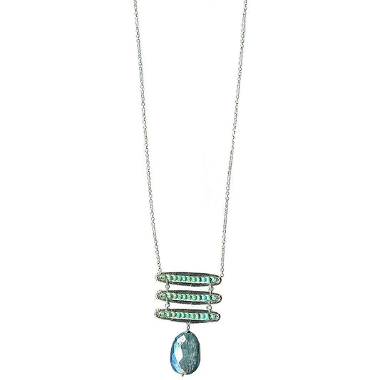 Michelle Pressler Jewelry Pods Necklace 4942 with Turquoise and Blue Kyanite Artistic Artisan Designer Jewelry