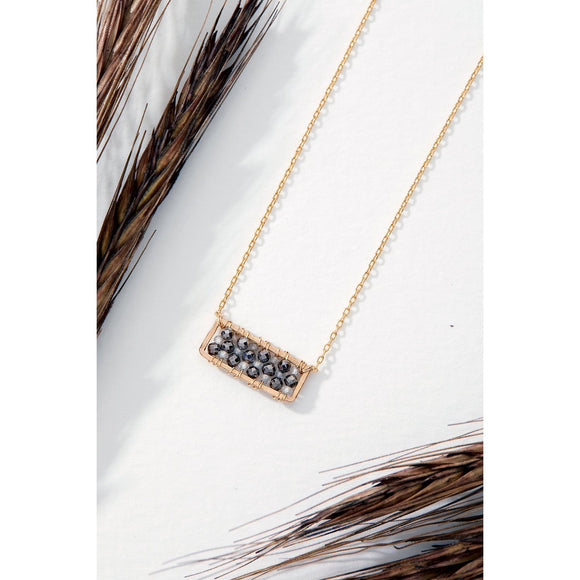 Michelle Pressler Small Beaded Bar Necklace 4233 with White Natural Zircon, and Pyrite Artistic Artisan Designer Jewelry