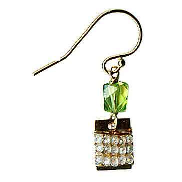 Michelle Pressler Jewelry Tabs Earrings 5023 with Peridot and Natural Zircon Artistic Artisan Designer Jewelry