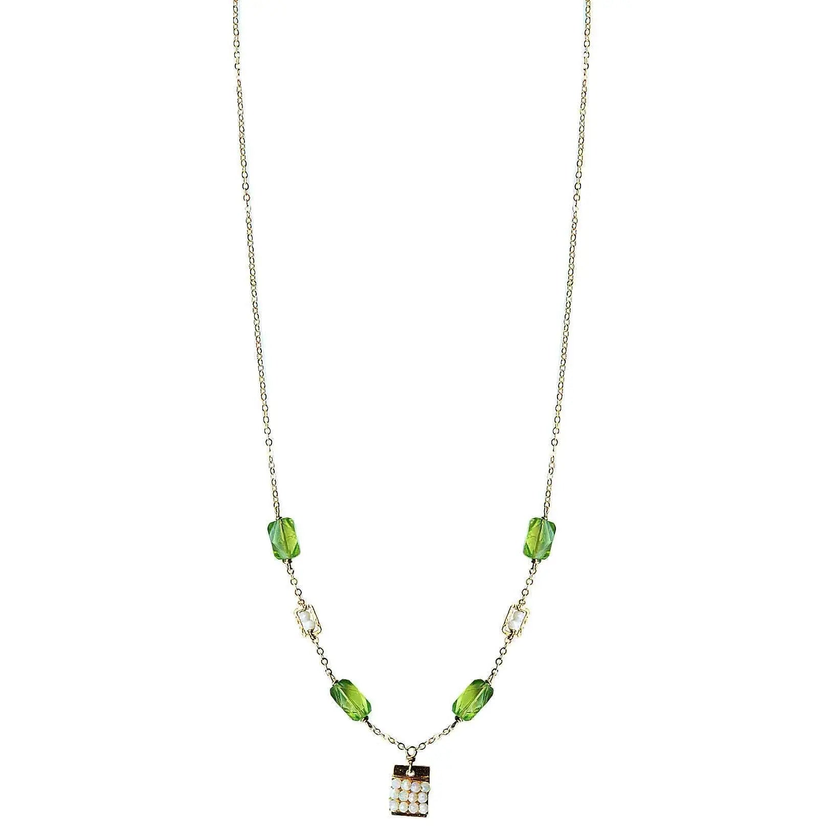 Michelle Pressler Jewelry Tabs Necklace 5022 with Peridot and Australian Opal Artistic Artisan Designer Jewelry
