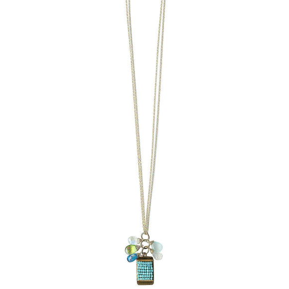Michelle Pressler Jewelry Tabs Necklace 5003 with Mixed Gemstones and Turquoise Artistic Artisan Designer Jewelry