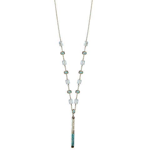 Michelle Pressler Jewelry Tabs Necklace 5021 with Moonstone Turquoise Australian Opal and Natural Zircon Artistic Artisan Designer Jewelry
