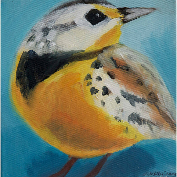 Molly Cranch Artist Painting Eastern Meadowlark 8x8 OL07 Original One Of A Kind Acrylic Painting