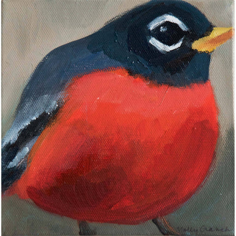 Molly Cranch Artist Painting Red Robin 6x6 OL02 Original One Of A Kind Acrylic Painting