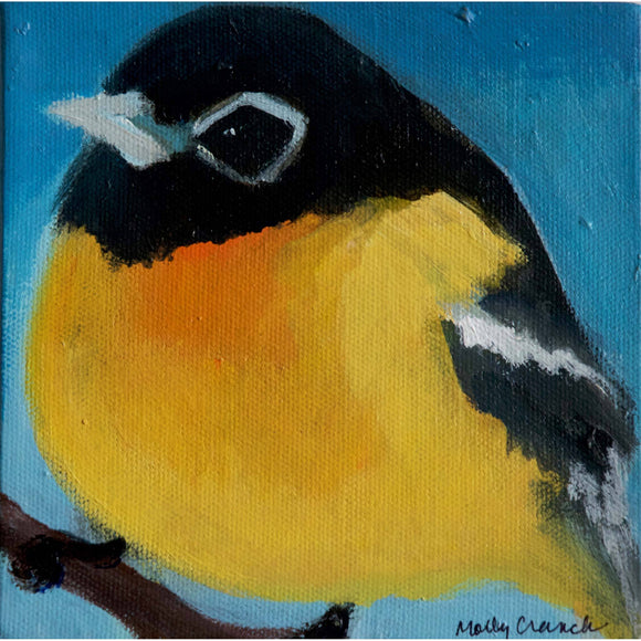 Molly Cranch Artist Painting Yellow Gold Finch 6x6 OL06 Original One Of A Kind Acrylic Painting