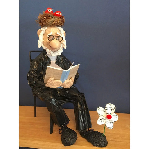 Naava Naslavsky A Jewish Gentleman Scholar Art in Paper Mache Humorous Whimsical Sculptures