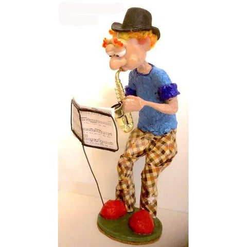 Naava Naslavsky The Saxophone Player Musician Art in Paper Mache Humorous Whimsical Sculptures