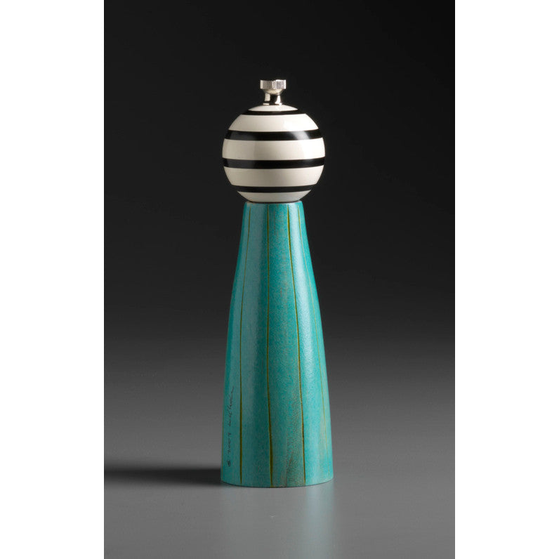 Alpha in Turquoise, Black, and White Wooden Salt and Pepper Mill Grinder  Shaker by Robert Wilhelm of Raw Design