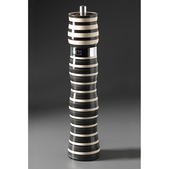 Black and White Wooden Wood Salt Shaker and Pepper Mill/Grinder Combo C-8 by Raw Design by Robert Wilhelm Artistic Artisan Designer Wooden Salt and Pepper Mill Grinders
