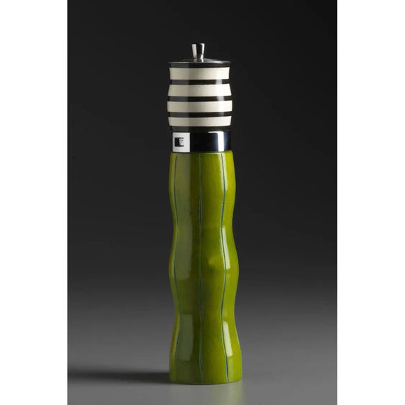 Combo C-5 in Green, Black, and White Wooden Salt and Pepper Mill Grinder Shaker by Robert Wilhelm of Raw Design