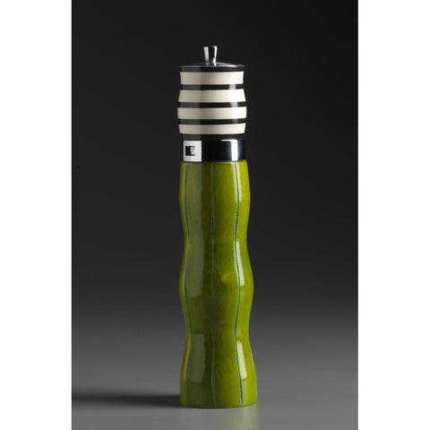 Combo C-5 in Green, Black, and White Wooden Salt and Pepper Mill Grinder Shaker by Robert Wilhelm of Raw Design