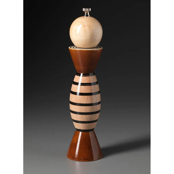 Aero AE-13 in Brown, Black, and Natural Wood Wooden Salt and Pepper Mill Grinder Shaker by Robert Wilhelm of Raw Design