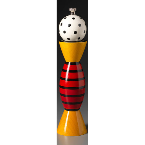 Aero AE-5 in Red, Yellow, Black, and White Wooden Salt and Pepper Mill Grinder Shaker by Robert Wilhelm of Raw Design