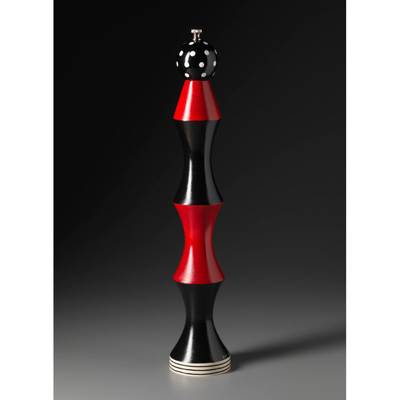 A2-3 in Red, Black, and White Wooden Salt and Pepper Mill Grinder Shaker by Robert Wilhelm of Raw Design