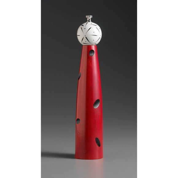 Ellipse E-4 in Red, Black, and White Wooden Salt and Pepper Mill Grinder Shaker by Robert Wilhelm of Raw Design