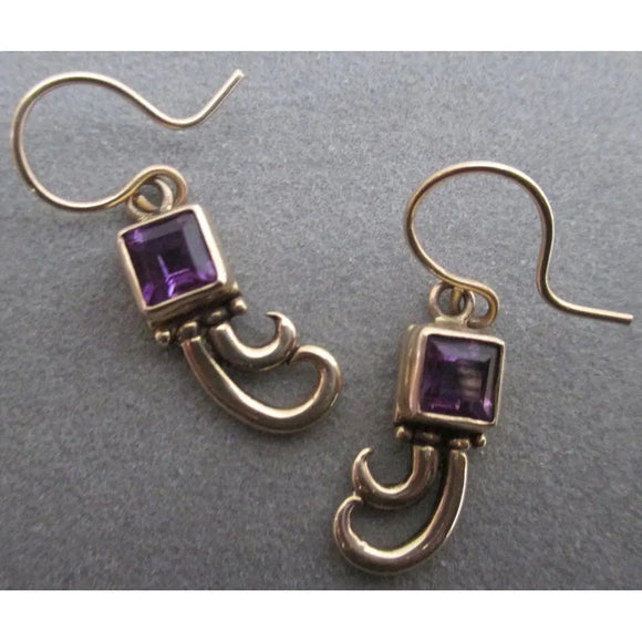 Richelle Leigh 14Kt Gold Princess Cut Amethyst Swirl Earrings ER84YG Artistic Designer Handcrafted Jewelry