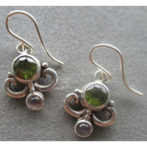 Richelle Leigh Sterling Silver Swirl Peridot & Moonstone Earrings ER111SS Artistic Designer Handcrafted Jewelry