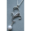 Richelle Leigh Sterling Silver Swirl Sapphire & Pearl Pendant Necklace PDT104SS Artistic Designer Handcrafted Jewelry